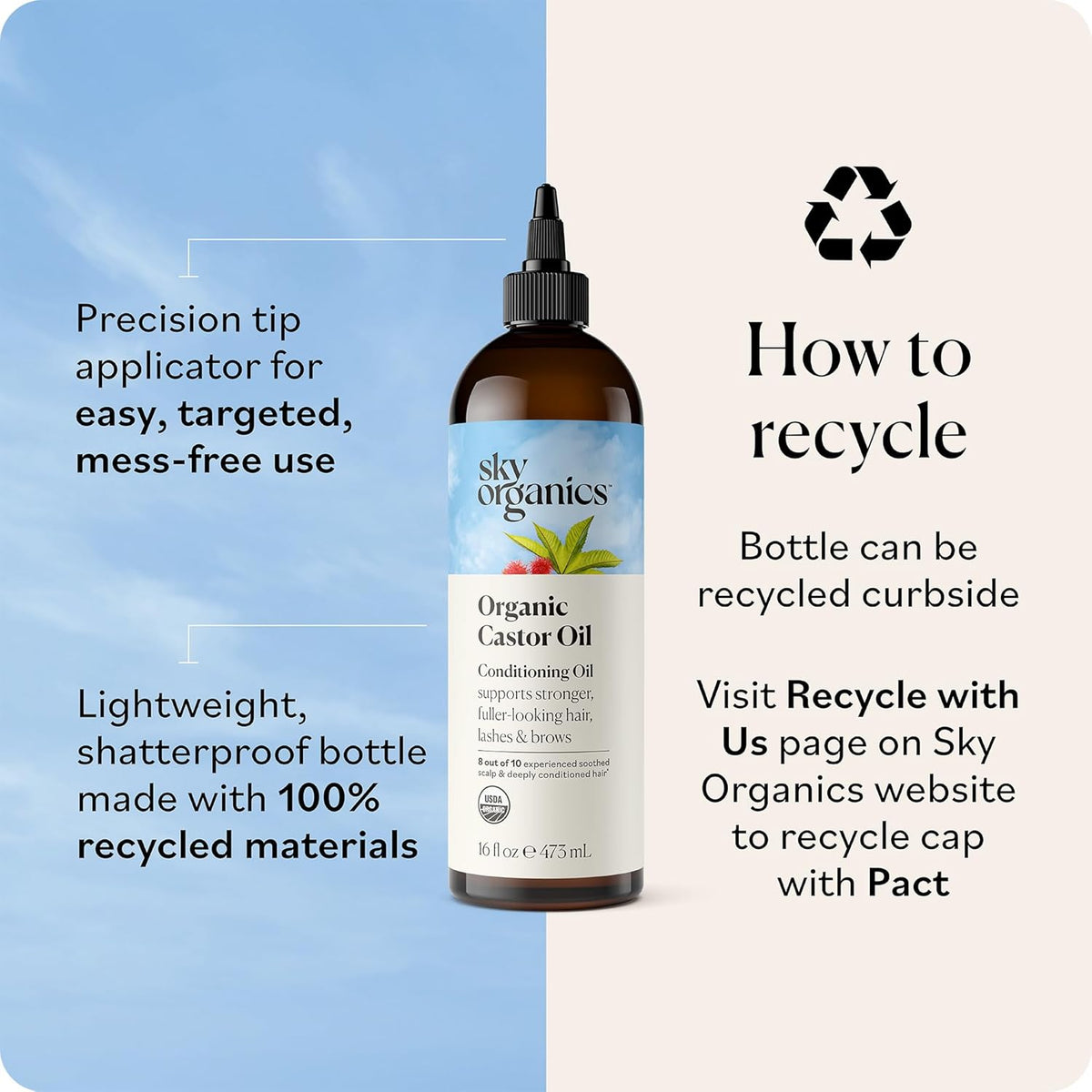 Sky Organics Castor Oil – All-in-One Beauty Essential Replacing Multiple Hair, Skin, and Lash Products