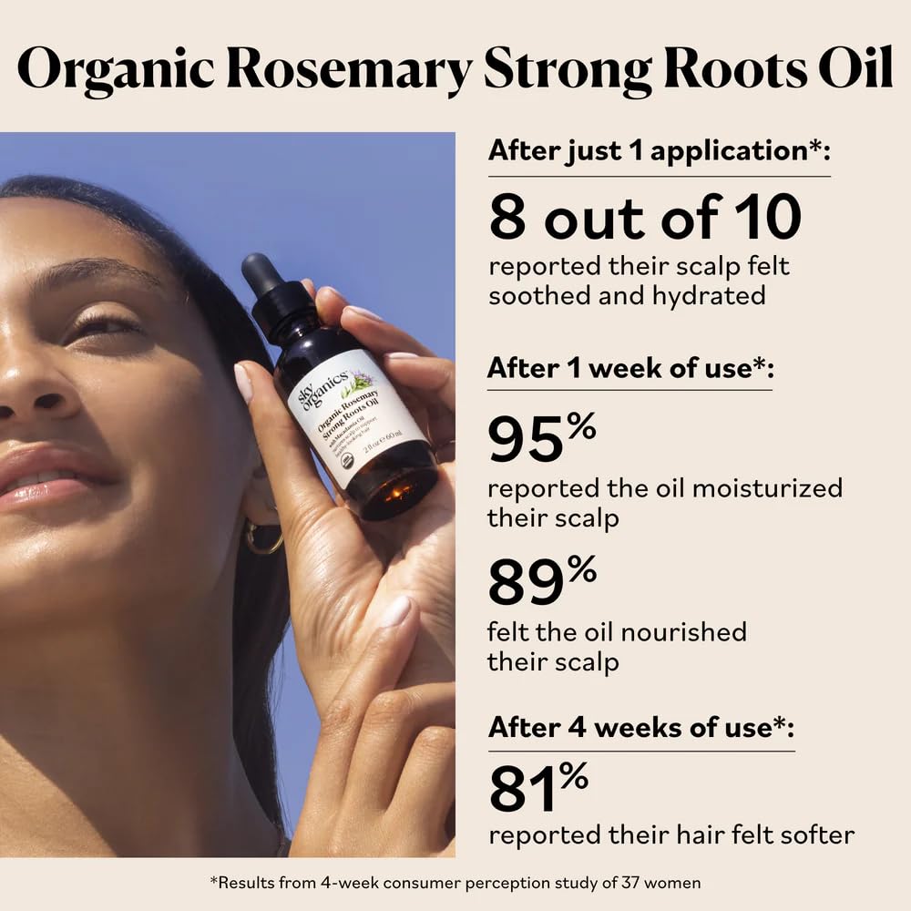 Sky Organics USDA Organic Rosemary Hair Serum for a Wind-Down Bath Time Ritual, Soothing Scalp Oil Blend, 2 fl oz