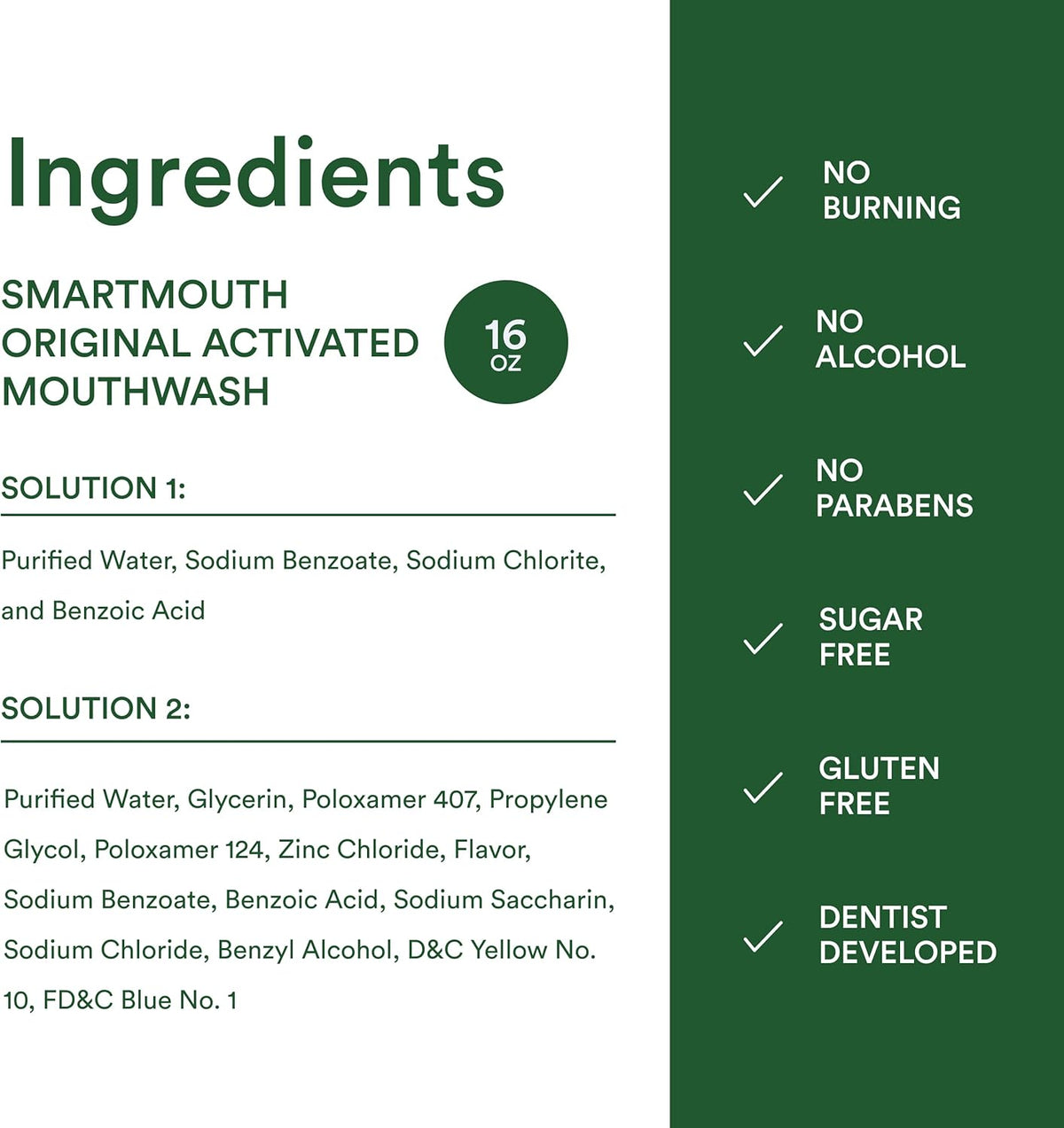 SmartMouth Original Zinc Mouthwash & Tongue Cleaner - Dentist-Developed Fresh Mint Gift for Mom's Guest Bathroom, 16 fl oz