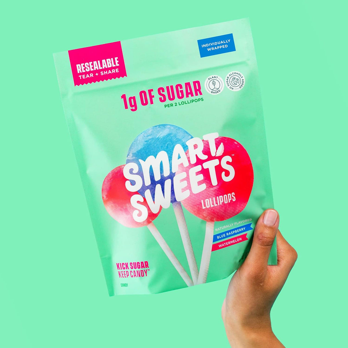 SmartSweets Lollipops – Lunchbox Snack Pack for Kids, Gluten-Free Plant-Based Hard Candy