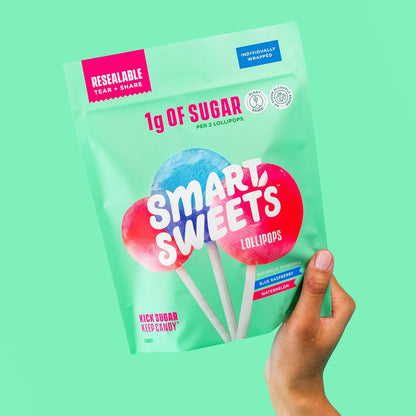 SmartSweets Lollipops – Lunchbox Snack Pack for Kids, Gluten-Free Plant-Based Hard Candy