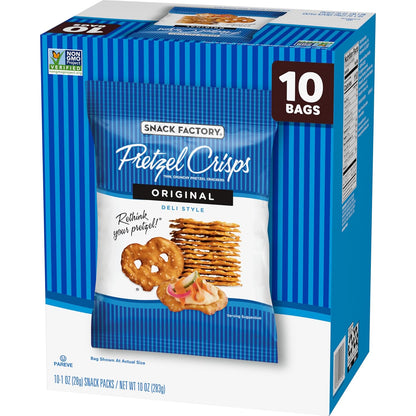 Snack Factory Pretzel Crisps – Work-from-Home Pantry Snack, No-Mess Individual Bags