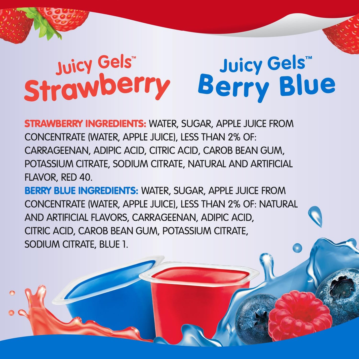 Snack Pack Strawberry and Berry Blue Gels – Sports Concession Stand Snack, 3.25 oz Cups, 12 Pack