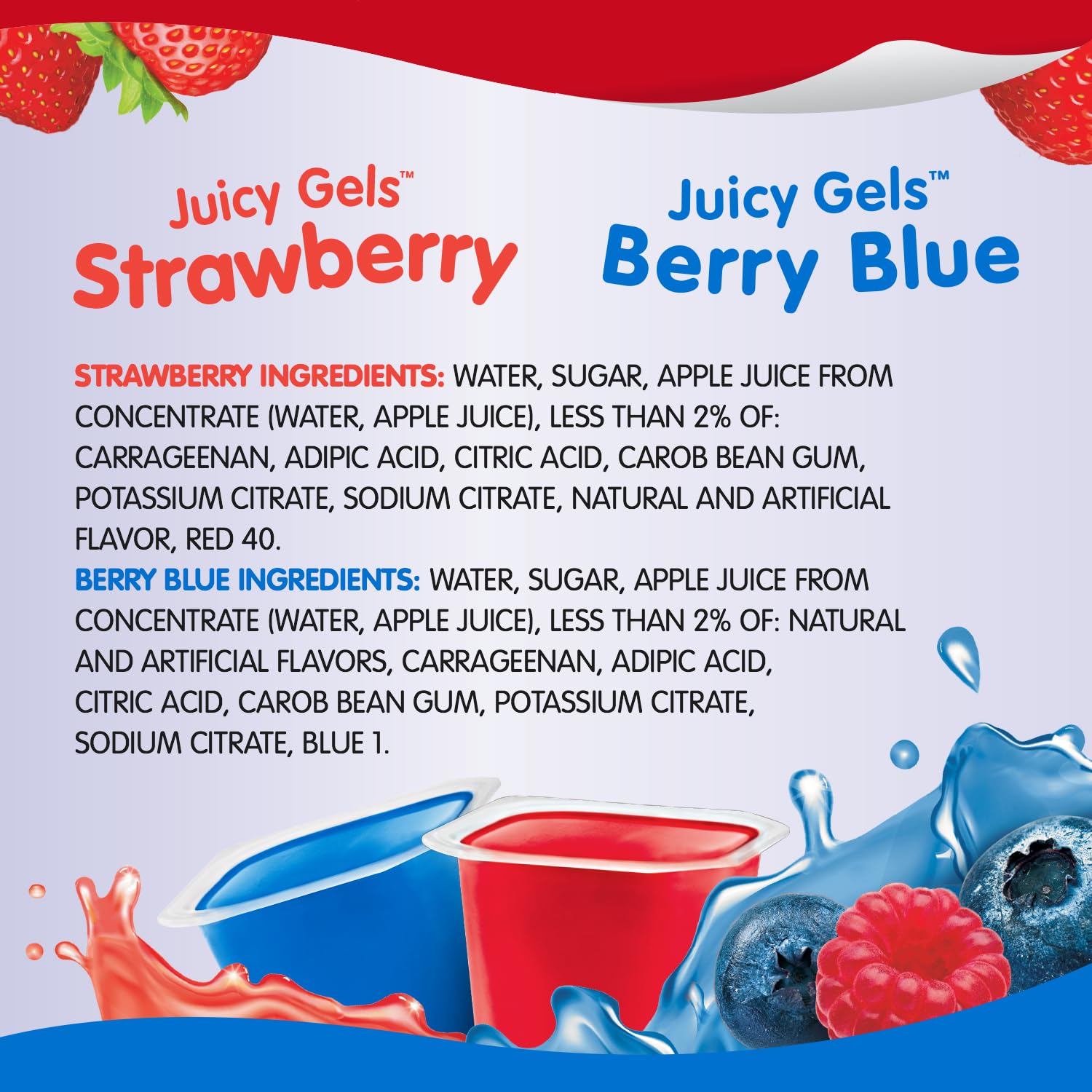 Snack Pack Strawberry and Berry Blue Gels – Sports Concession Stand Snack, 3.25 oz Cups, 12 Pack