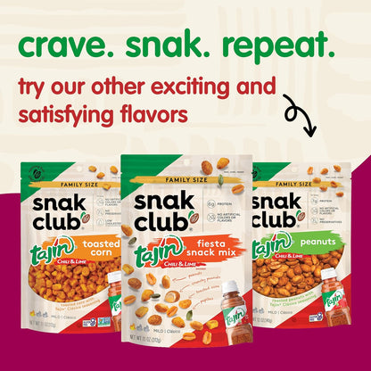 Snak Club Tajin Crunchy Peanuts – Better-For-You Pantry Staple with Crunchy Texture and Tajin Chili Lime Flavor, 10.5 oz Resealable