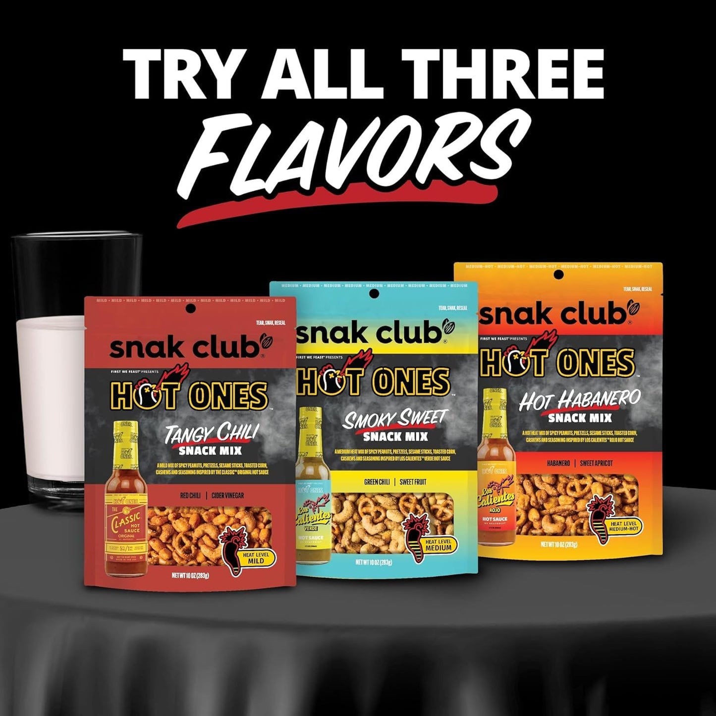 Snak Club x Hot Ones Hot Habanero Snack Mix – Label-Conscious Office Drawer Snack Made with No Artificial Additives and Real Spices, 10 oz Bag