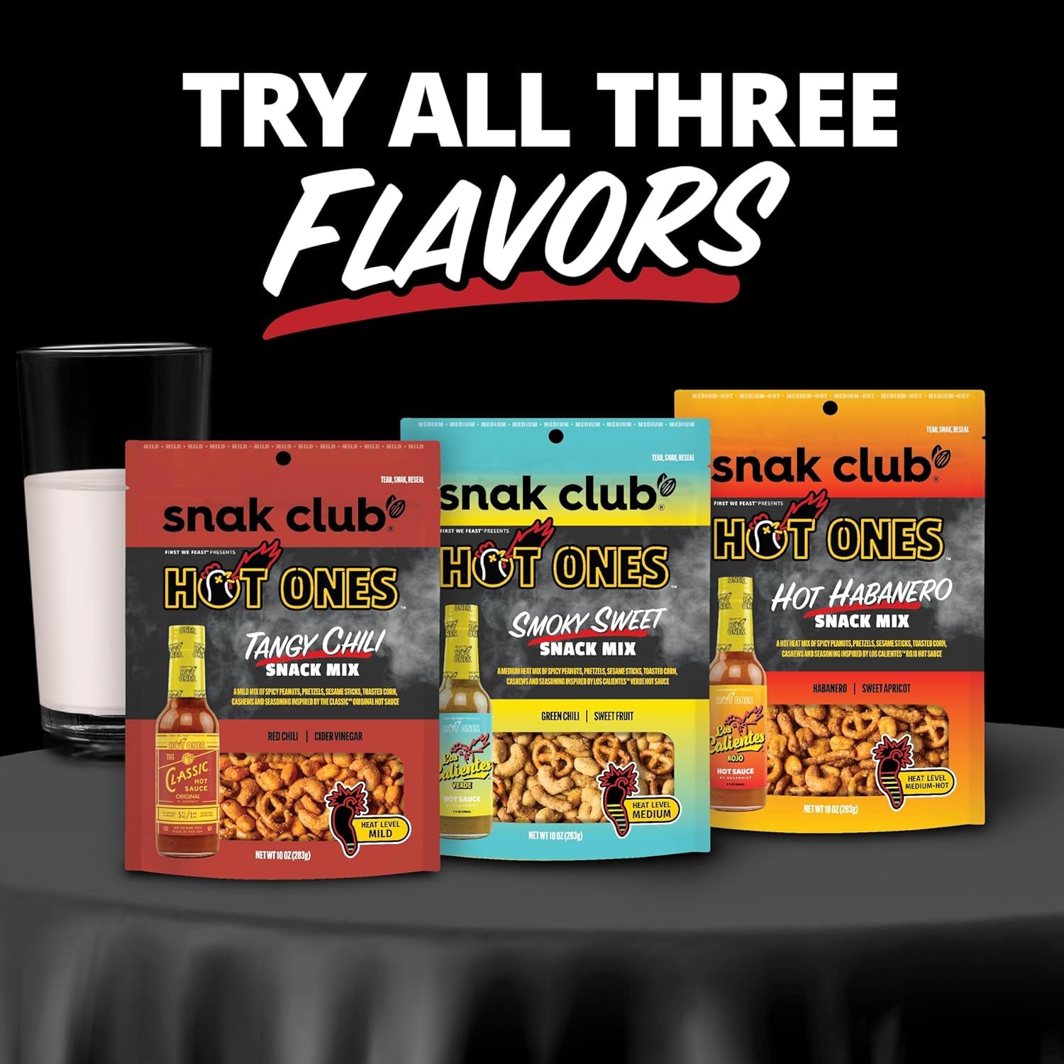 Snak Club x Hot Ones Hot Habanero Snack Mix – Label-Conscious Office Drawer Snack Made with No Artificial Additives and Real Spices, 10 oz Bag