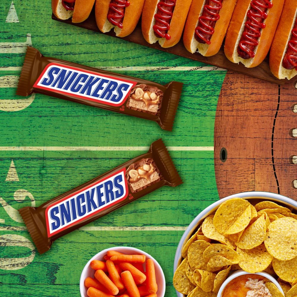 SNICKERS NFL Full Size Chocolate Bars – Bulk Workplace Pantry Candy for the Quarter's Long Football Season