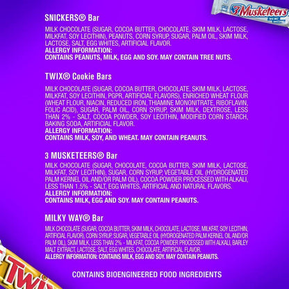 SNICKERS, TWIX, 3 MUSKETEERS, MILKY WAY Full Size Chocolate Bar Variety Box for Clutter Free Pantry and Simple Snack Storage, 18 ct