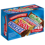 SNICKERS, TWIX, 3 MUSKETEERS, MILKY WAY Full Size Chocolate Bar Variety Box for Clutter Free Pantry and Simple Snack Storage, 18 ct