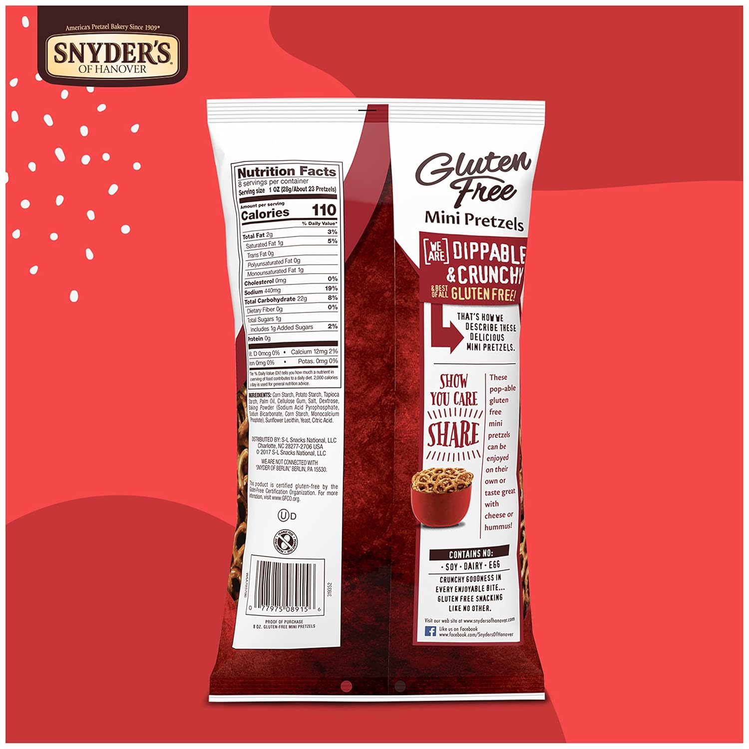 Snyder's of Hanover Gluten Free Mini Pretzels – Resealable Share Bag for Picnics and Outdoor Gatherings
