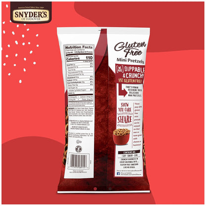 Snyder's of Hanover Gluten Free Mini Pretzels – Resealable Share Bag for Picnics and Outdoor Gatherings