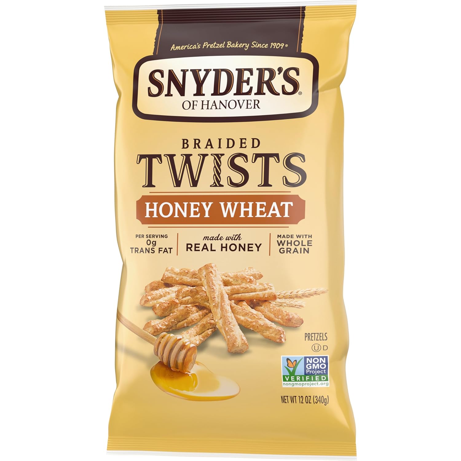 Snyder's of Hanover Honey Wheat Pretzel Twists – Housewarming and Game Night Snack Gift, 12 oz Bag