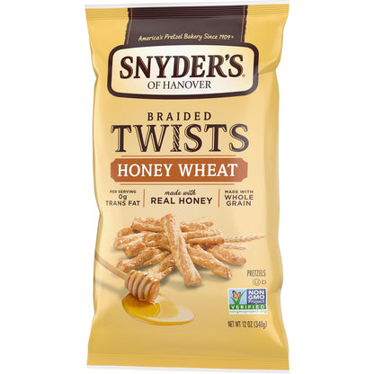 Snyder's of Hanover Honey Wheat Pretzel Twists – Housewarming and Game Night Snack Gift, 12 oz Bag