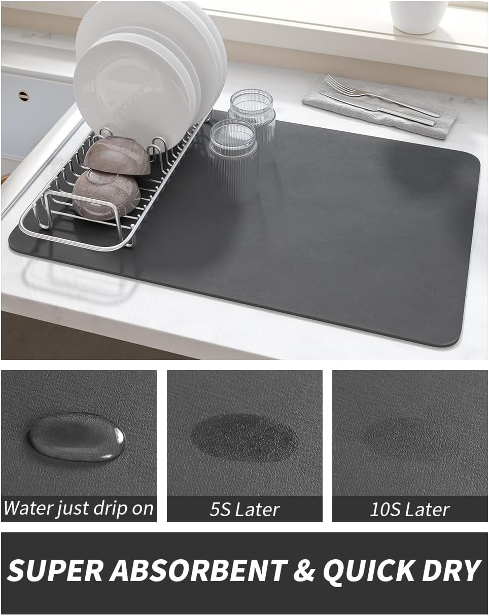 soft diatomite absorbent layer that instantly soaks up splashes and drips