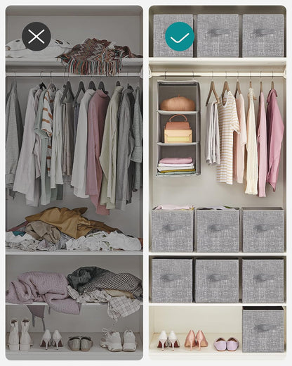 SONGMICS Fabric Storage Bins, Neutral Cube Organizers for Uncluttered Bedrooms and Calm Living Spaces