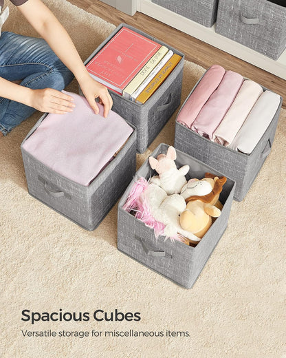 SONGMICS Fabric Storage Bins, Neutral Cube Organizers for Uncluttered Bedrooms and Calm Living Spaces