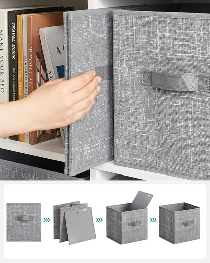 SONGMICS Fabric Storage Bins, Neutral Cube Organizers for Uncluttered Bedrooms and Calm Living Spaces