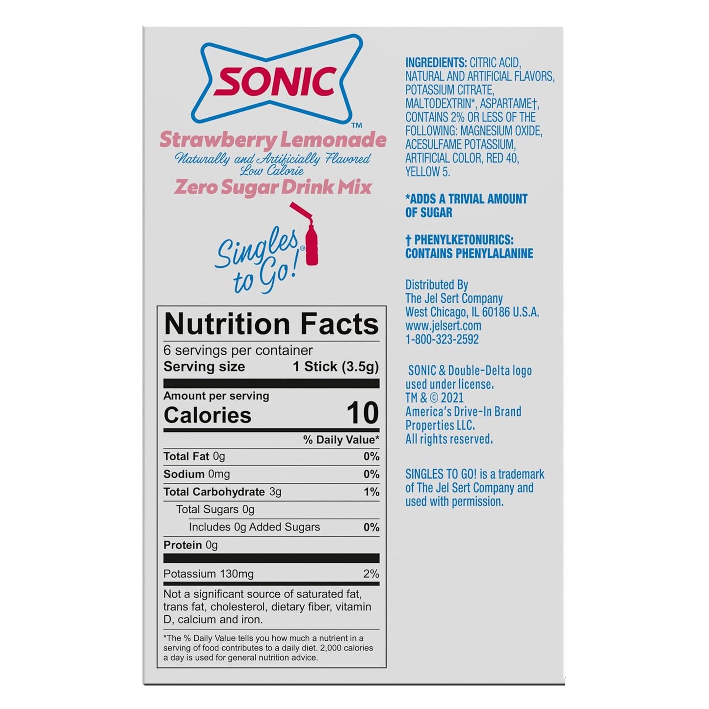 Sonic Singles to Go! Single-Serve Packets – Portable Drink Mix for Coworking Spaces, Conference Rooms, and Task Batching