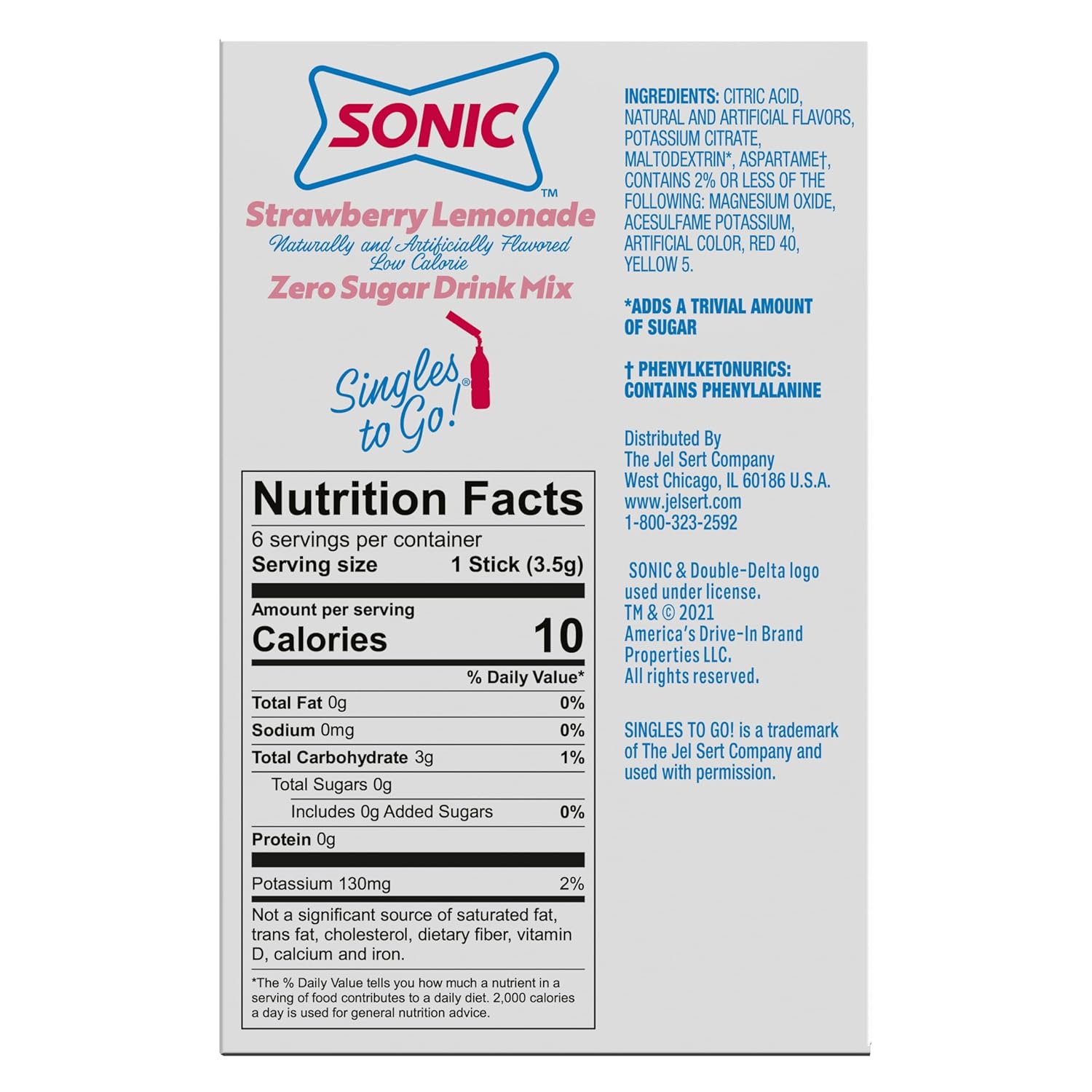 Sonic Singles to Go! Single-Serve Packets – Portable Drink Mix for Coworking Spaces, Conference Rooms, and Task Batching