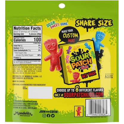 SOUR PATCH KIDS Big Kids Sour Gummy Candy for Picnics and Park Days, 12 oz Easy-Open Share Bag