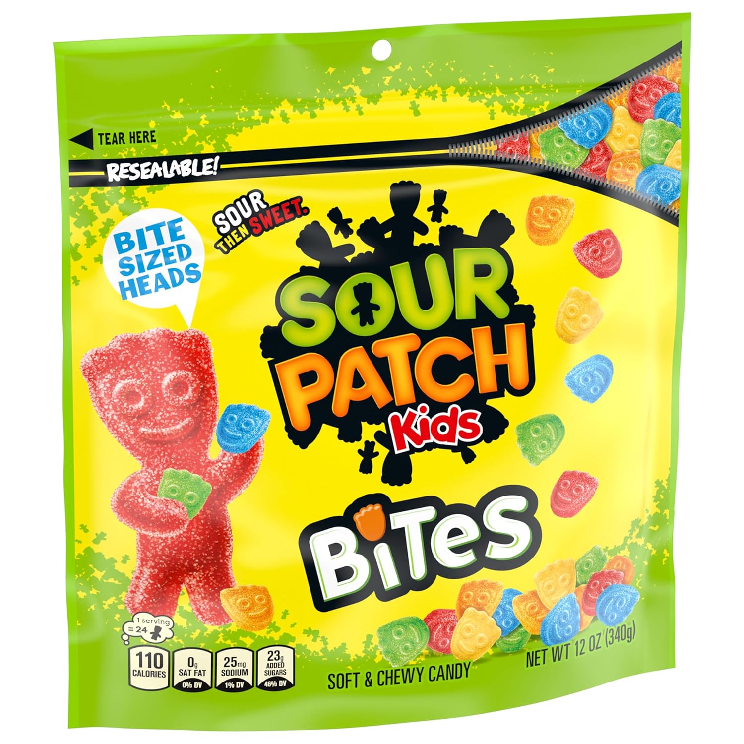 SOUR PATCH KIDS Bites Soft & Chewy Candy, 12 oz – Smoking Cessation Snack for Oral Fixation