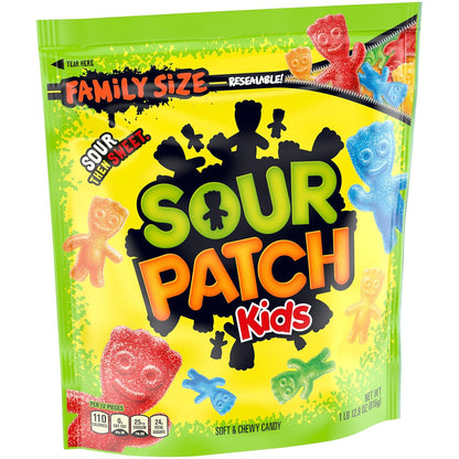 SOUR PATCH KIDS Fat-Free Chewy Assorted Candy, 1.8 lb Shareable Travel Bag for Tailgates, Beach Days, and Dorm Room Snacking