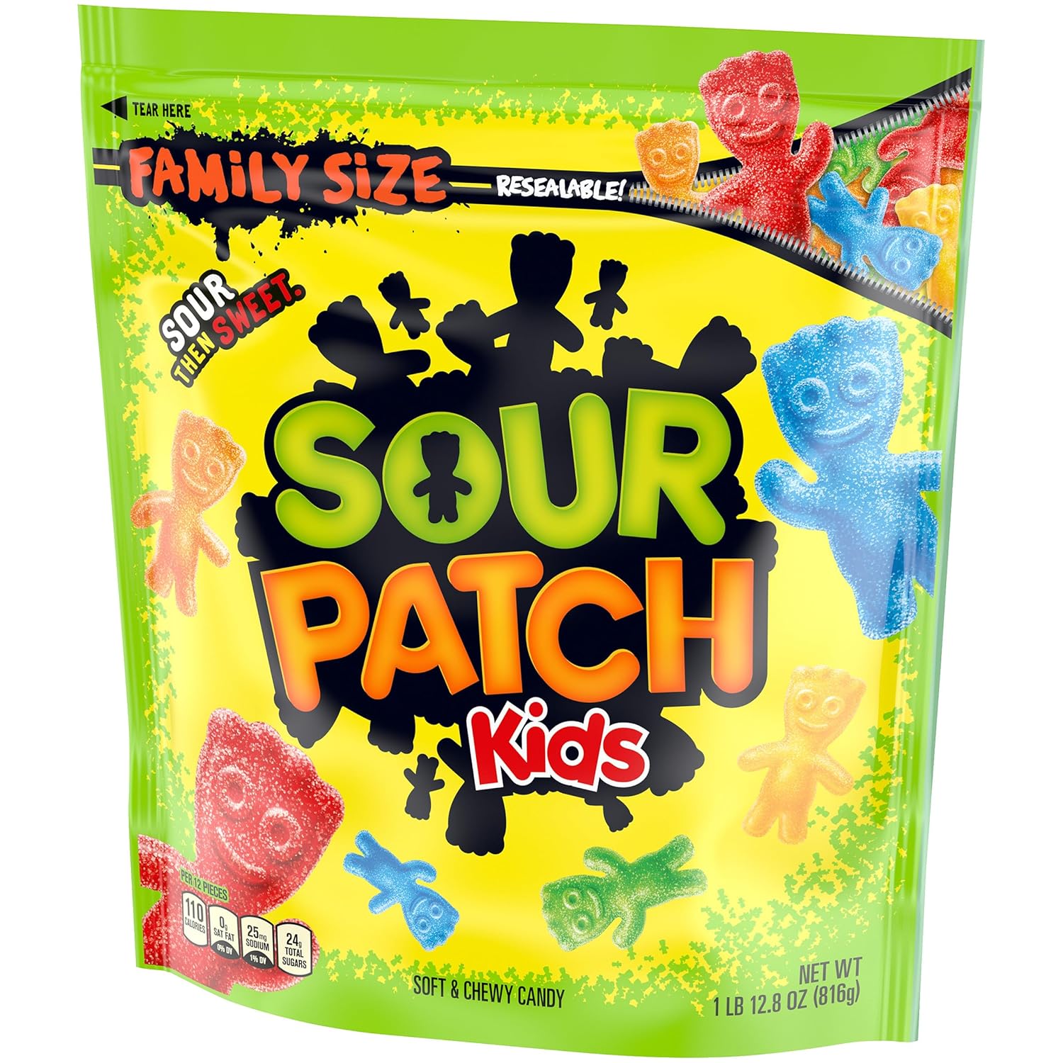 SOUR PATCH KIDS Fat-Free Chewy Assorted Candy, 1.8 lb Shareable Travel Bag for Tailgates, Beach Days, and Dorm Room Snacking