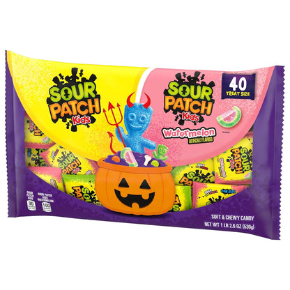SOUR PATCH KIDS Halloween Variety Pack - 40 Individually Sealed Bags for Effortless One-Step Trick or Treat Handouts