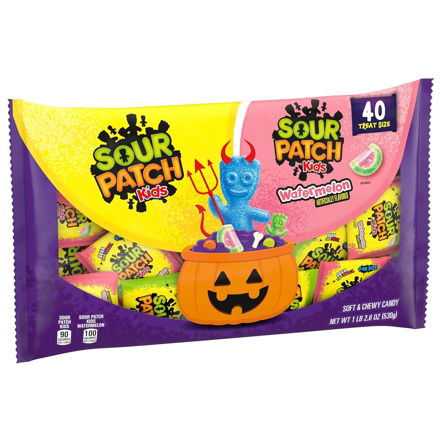 SOUR PATCH KIDS Halloween Variety Pack - 40 Individually Sealed Bags for Effortless One-Step Trick or Treat Handouts