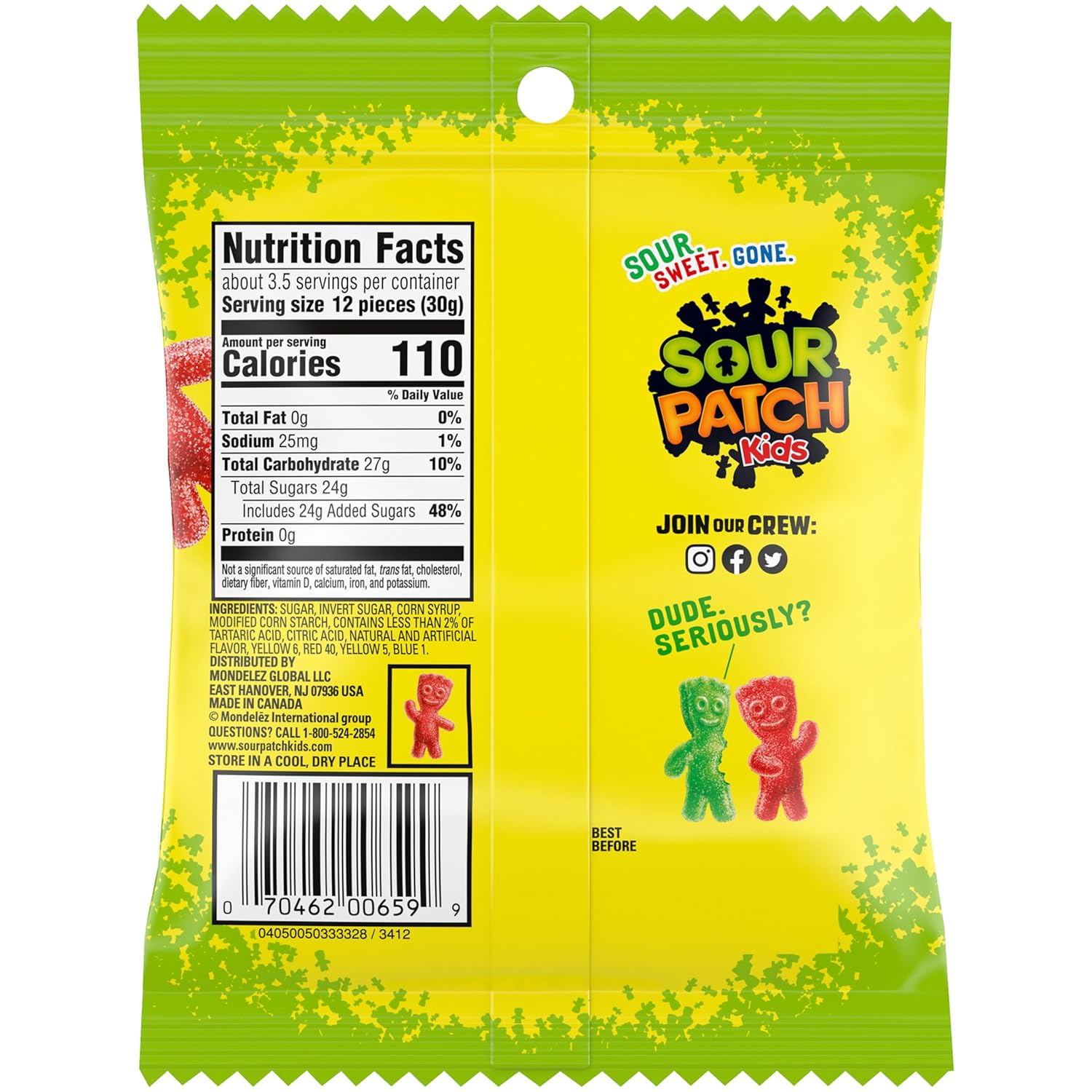 Sour Patch Kids Original Soft & Chewy Candy Sealed Bags – Outdoor Birthday Party Favor and Backyard Movie Night Candy Bowl