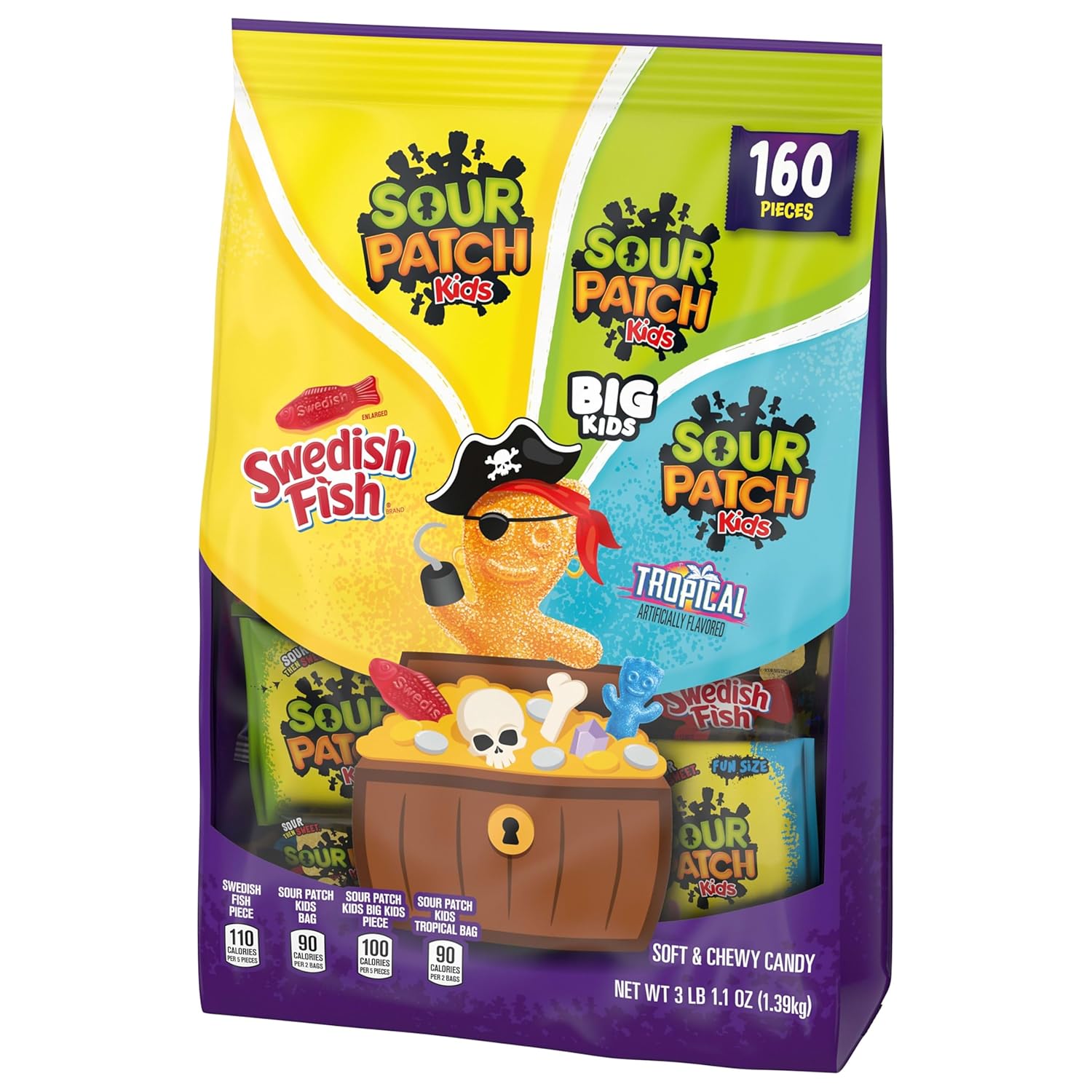SOUR PATCH KIDS Original, Tropical, Big Kids & SWEDISH FISH Candy – Decorative Bulk Pack for Halloween-Themed Bowls and Centerpieces