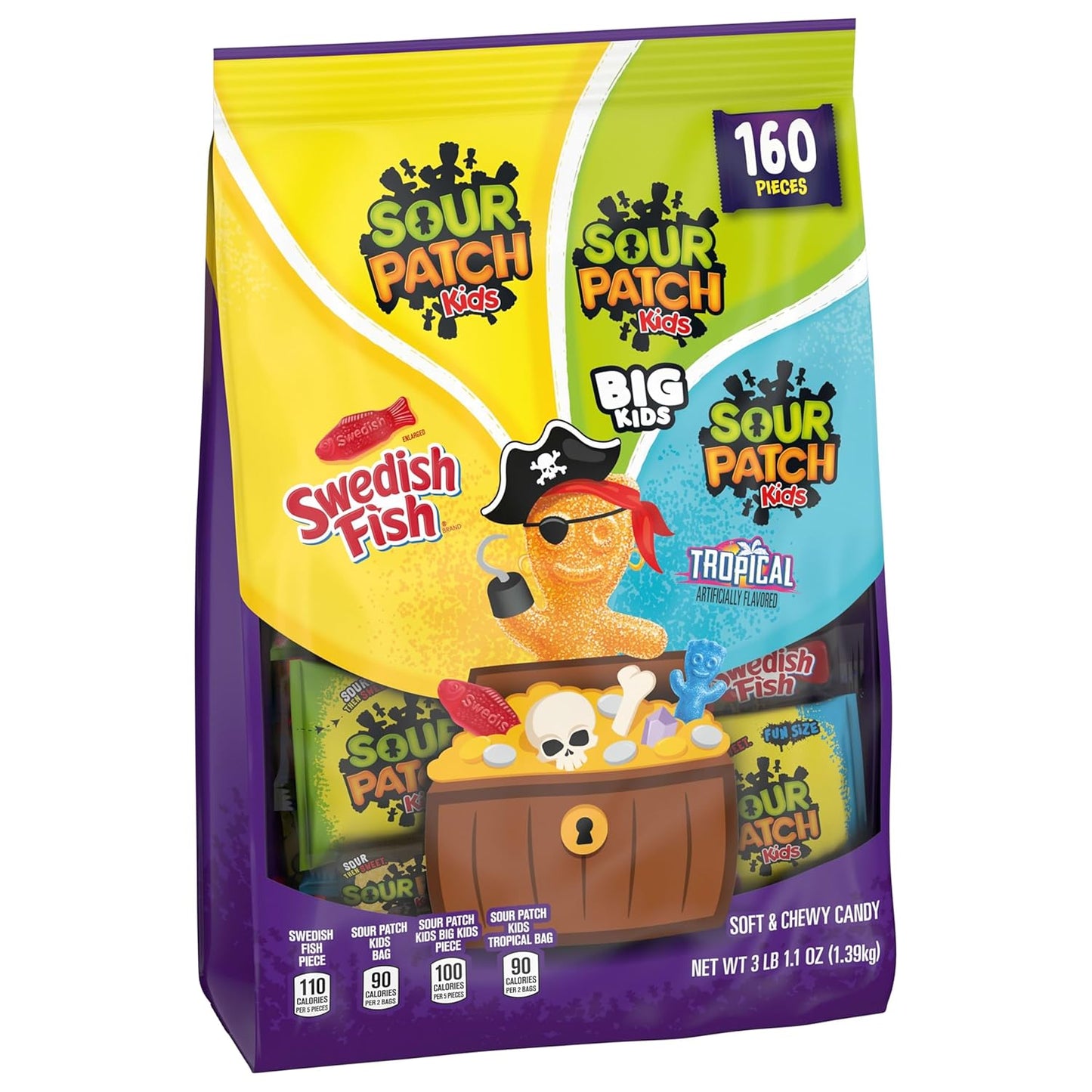 SOUR PATCH KIDS Original, Tropical, Big Kids & SWEDISH FISH Candy – Decorative Bulk Pack for Halloween-Themed Bowls and Centerpieces