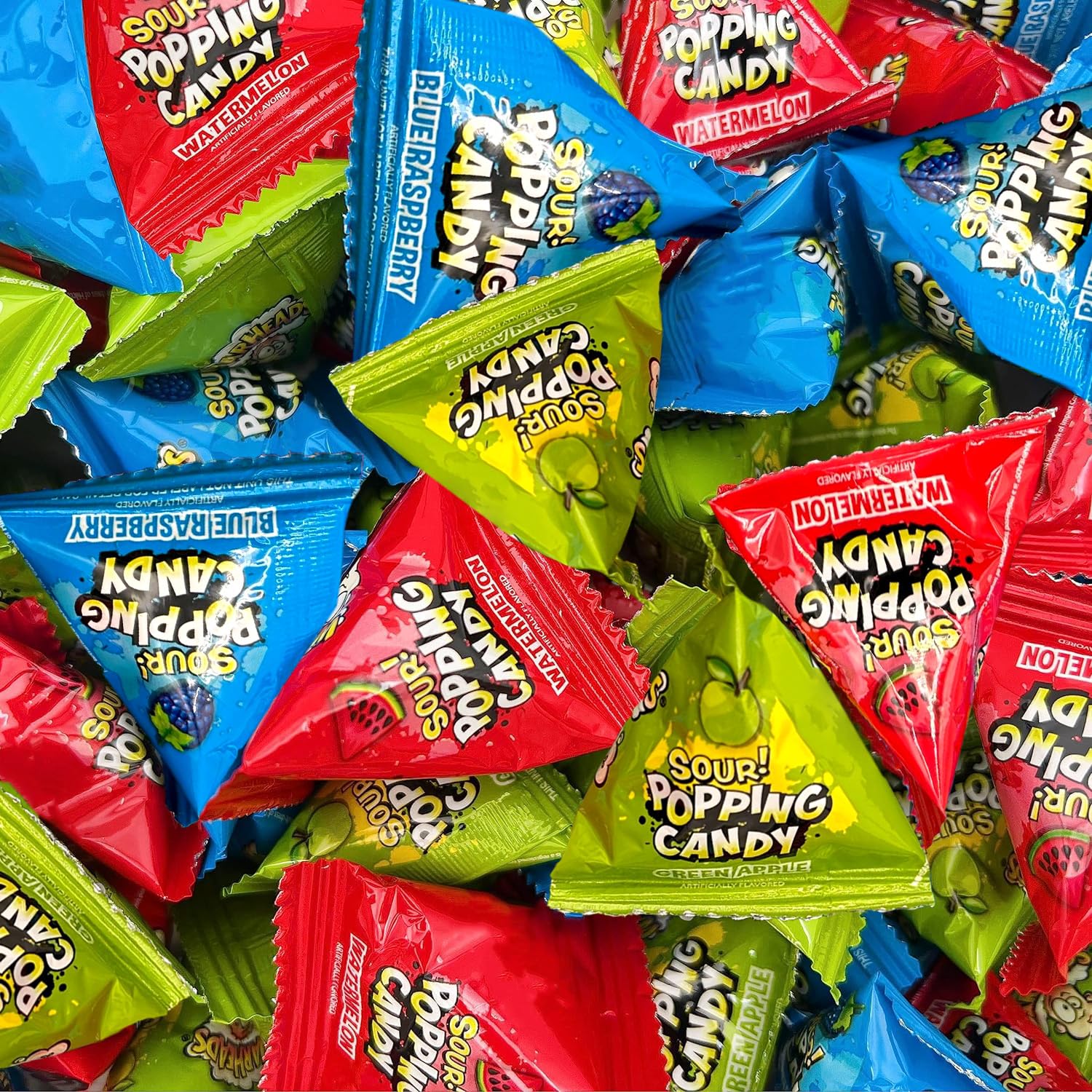 Sour Popping Rocks - On-the-Go Sour Popping Snack for Hiking Lunches, Beach Days, and Backyard Birthday Parties - 40 Triangle Pouches per Bag