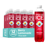 Sparkling Ice Berry Lemonade Sparkling Water – Portable Flavored Water for Home Office and Conference Room Use, Low Calorie 5 Calories per Bottle, 17 fl oz (Pack of 12)