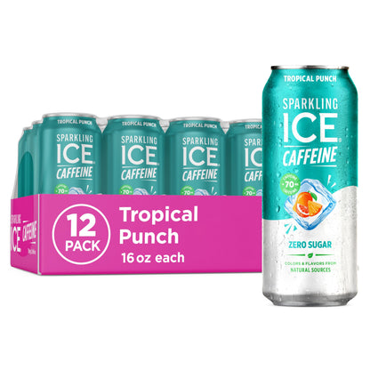 Sparkling Ice Caffeine Black Raspberry Sparkling Water Birthday Gift for Mom, Sugar Free Sparkling Water with Vitamins and Antioxidants
