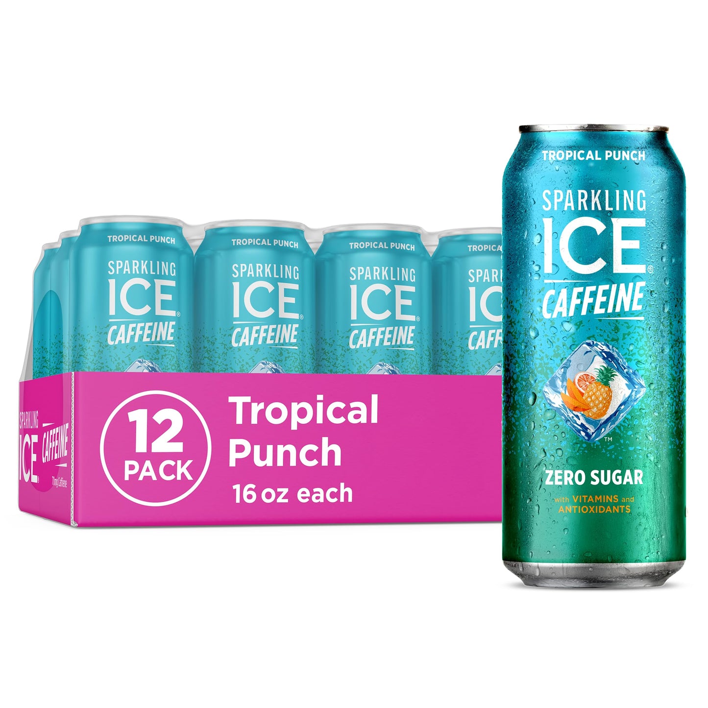 Sparkling Ice Caffeine Black Raspberry Sparkling Water Birthday Gift for Mom, Sugar Free Sparkling Water with Vitamins and Antioxidants