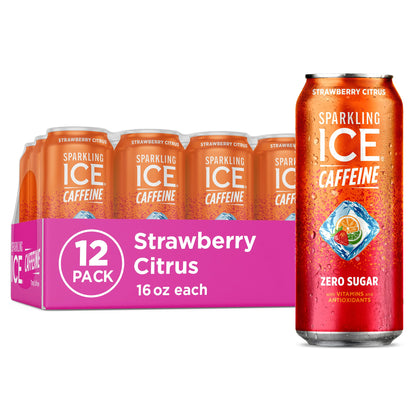 Sparkling Ice Caffeine Black Raspberry Sparkling Water Birthday Gift for Mom, Sugar Free Sparkling Water with Vitamins and Antioxidants