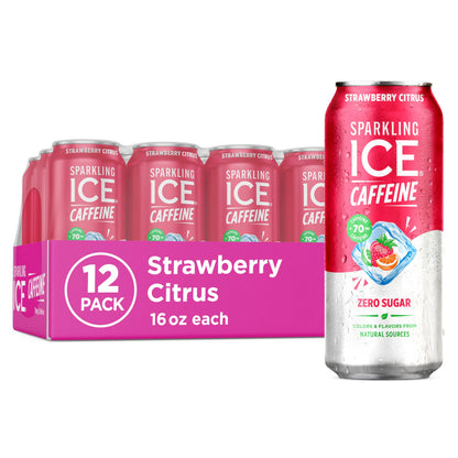 Sparkling Ice Caffeine Black Raspberry Sparkling Water Birthday Gift for Mom, Sugar Free Sparkling Water with Vitamins and Antioxidants