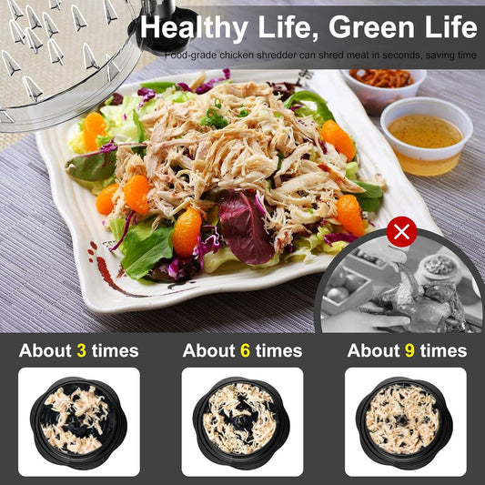 spiked transparent lid that pulls meat toward the center and allows visual monitoring of texture