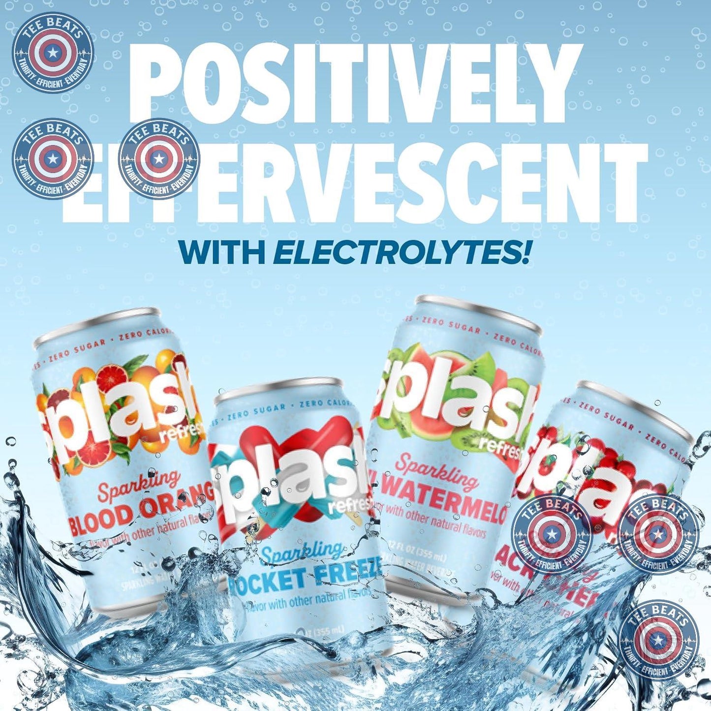 Splash Refresher Sparkling Water – Home Office Refreshment, Zero Calorie Pick Me Up for Long Tasks