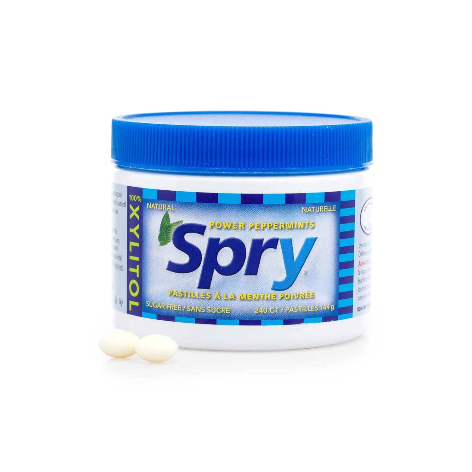 Spry Xylitol Peppermint Mints Sugar Free Candy - Long-Flight Dry Mouth Relief for Frequent Business Travelers, 45 Count