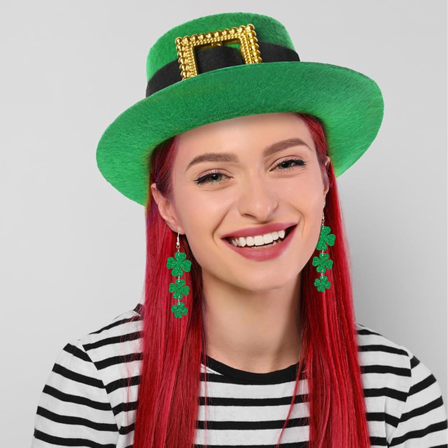 St. Patrick's Day Gift Earrings – Shamrock Dangle Jewelry for Coworker Favor Bags, Lucky Irish Party Exchange