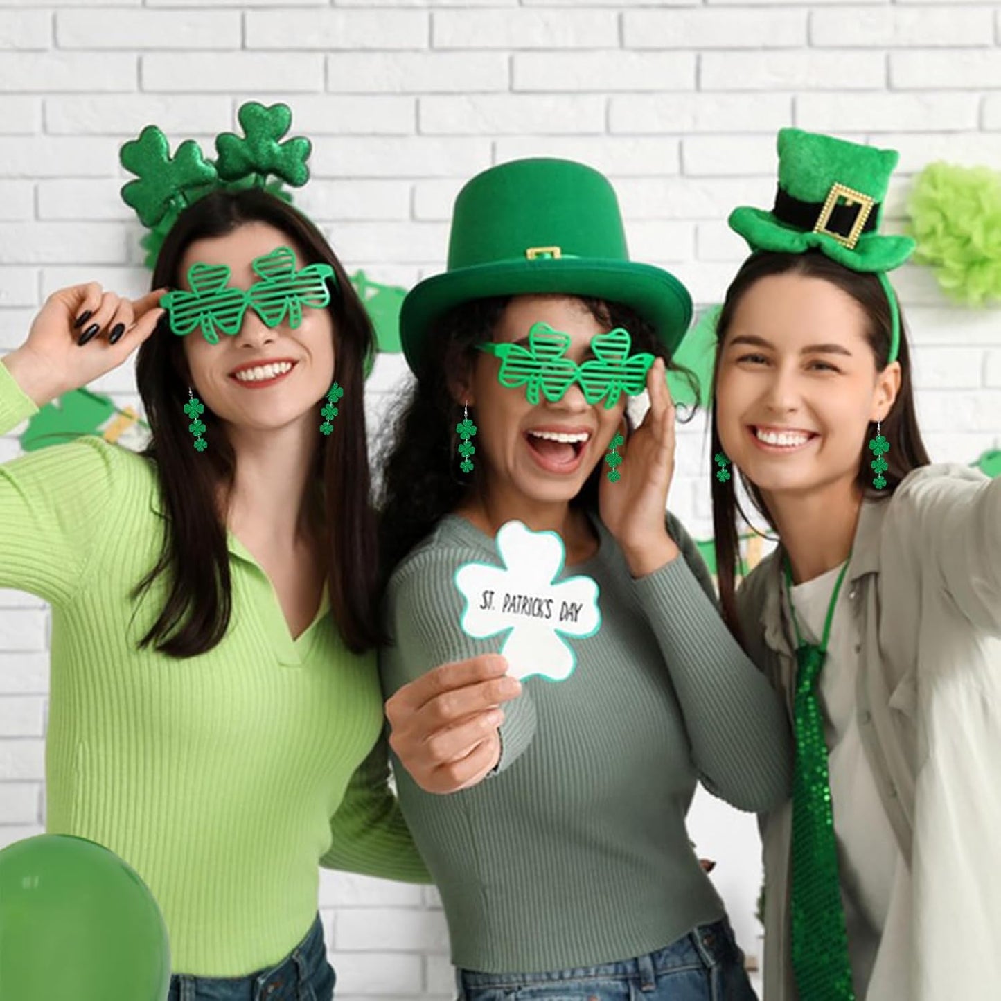 St. Patrick's Day Gift Earrings – Shamrock Dangle Jewelry for Coworker Favor Bags, Lucky Irish Party Exchange