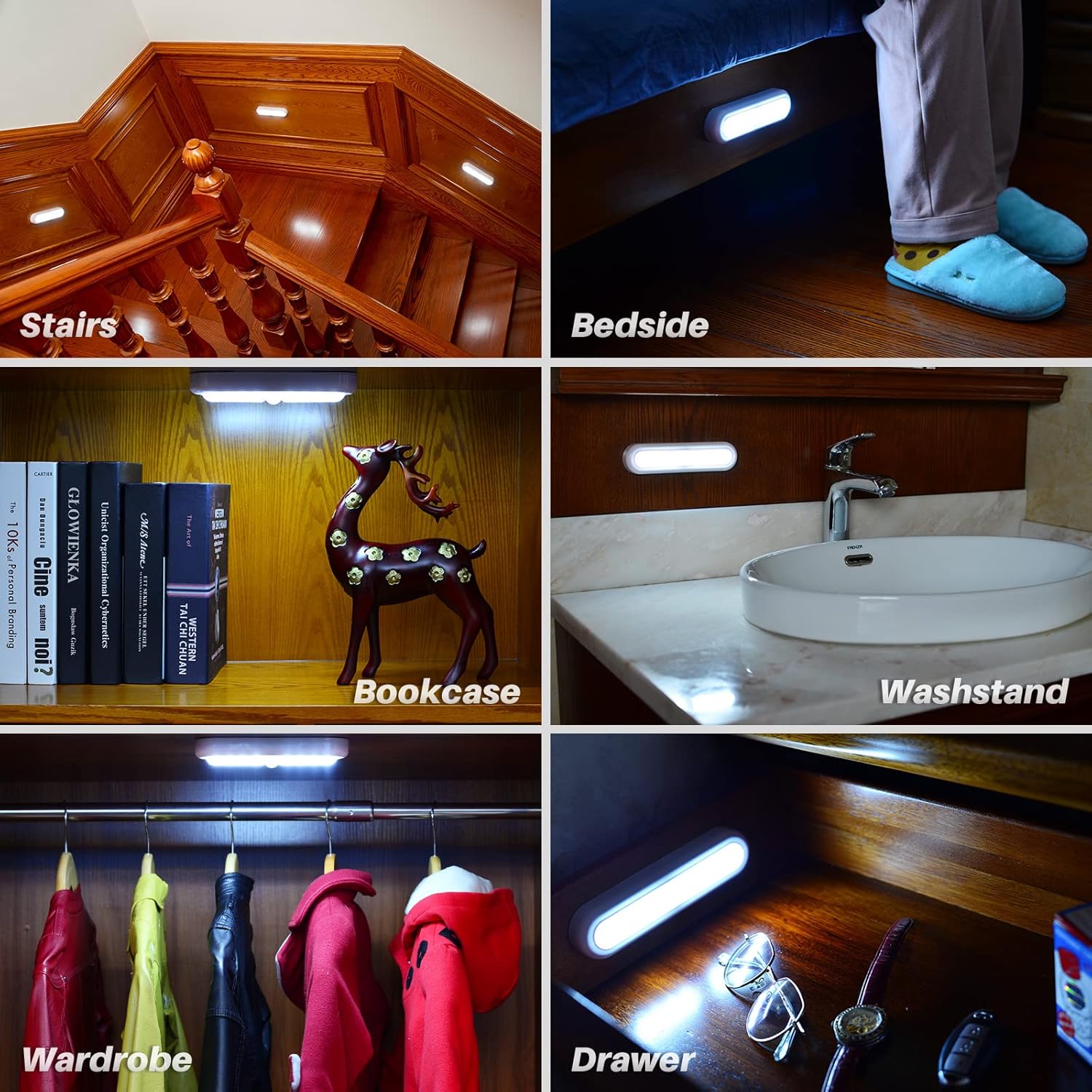 STAR-SPANGLED 3 Pack Motion Activated LED Light Battery Operated – High CRI Soft Glow for Pantry, Entryway, and Reading Nook Decor