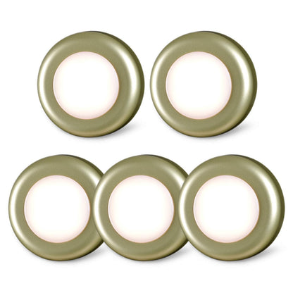 STAR-SPANGLED 5 Pack 2.8” Push Tap Lights, Stick on Touch Puck Lights AAA Battery Operated, LED Sticky Button Lamps for Classroom, Kitchen, Under Cabinet, Closet (Golden, Warm White)