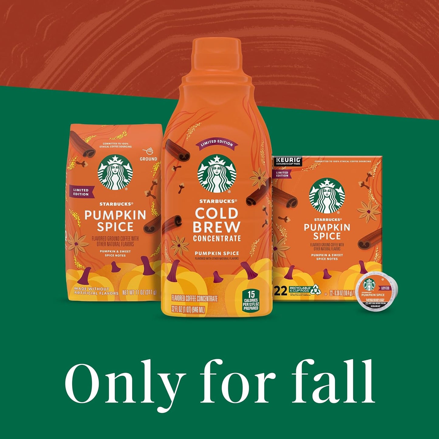 Starbucks Cold Brew Pumpkin Spice Concentrate – Work-from-Home Coffee Ritual, 32 oz Multi-Serve Bottle