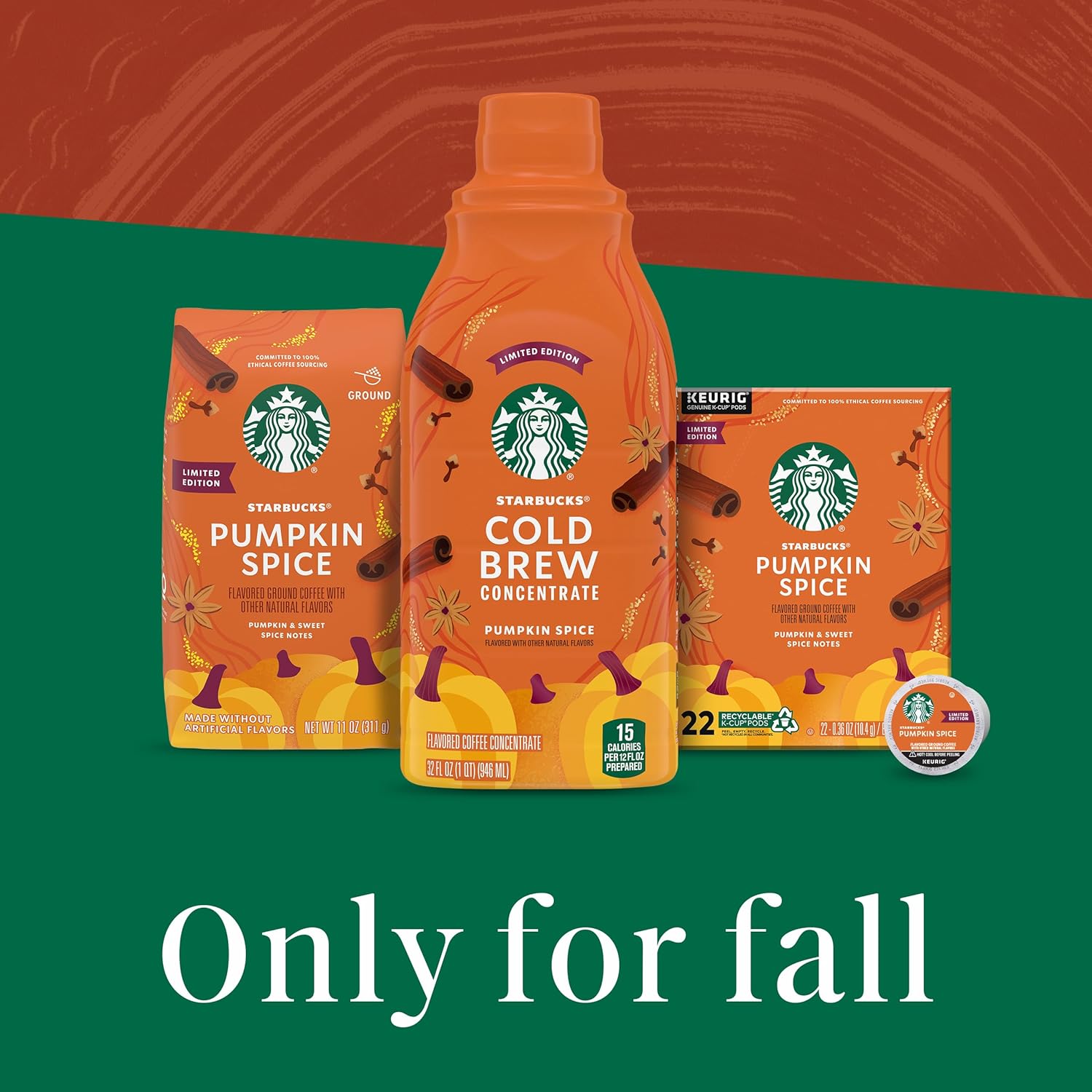 Starbucks Cold Brew Pumpkin Spice Concentrate – Work-from-Home Coffee Ritual, 32 oz Multi-Serve Bottle