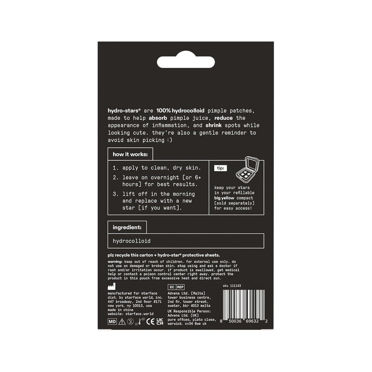 Starface Hydro-Star Black Pimple Patches – Parent Approved Teen Skincare Refill, Sensitive Skin Friendly