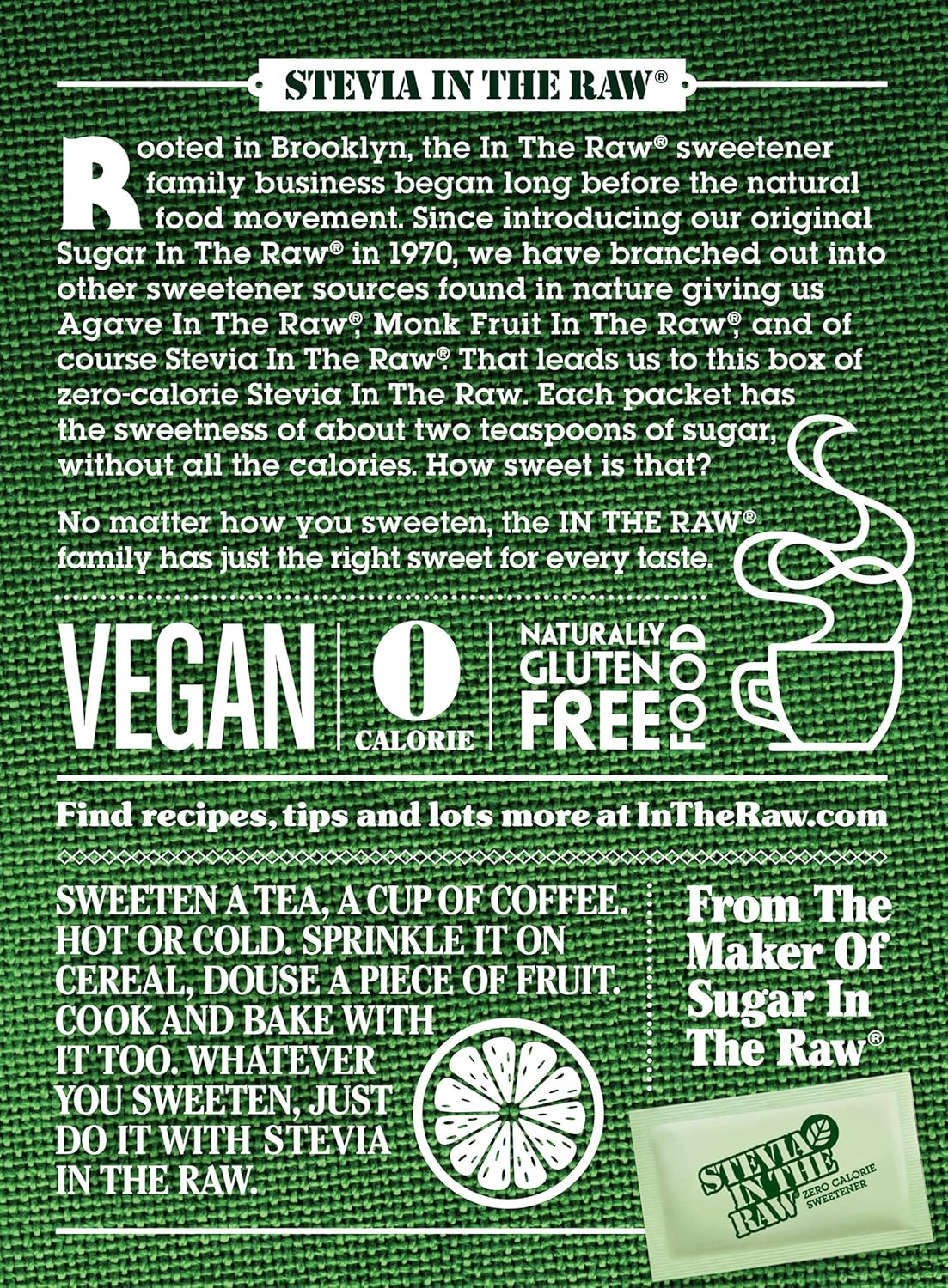 Stevia In The Raw Plant Based Sugar Substitute – Quick Office Break Room Pick Me Up for Long Workdays